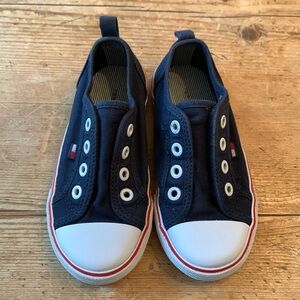 Tommy Hilfiger Kids navy canvas laceless sneakers